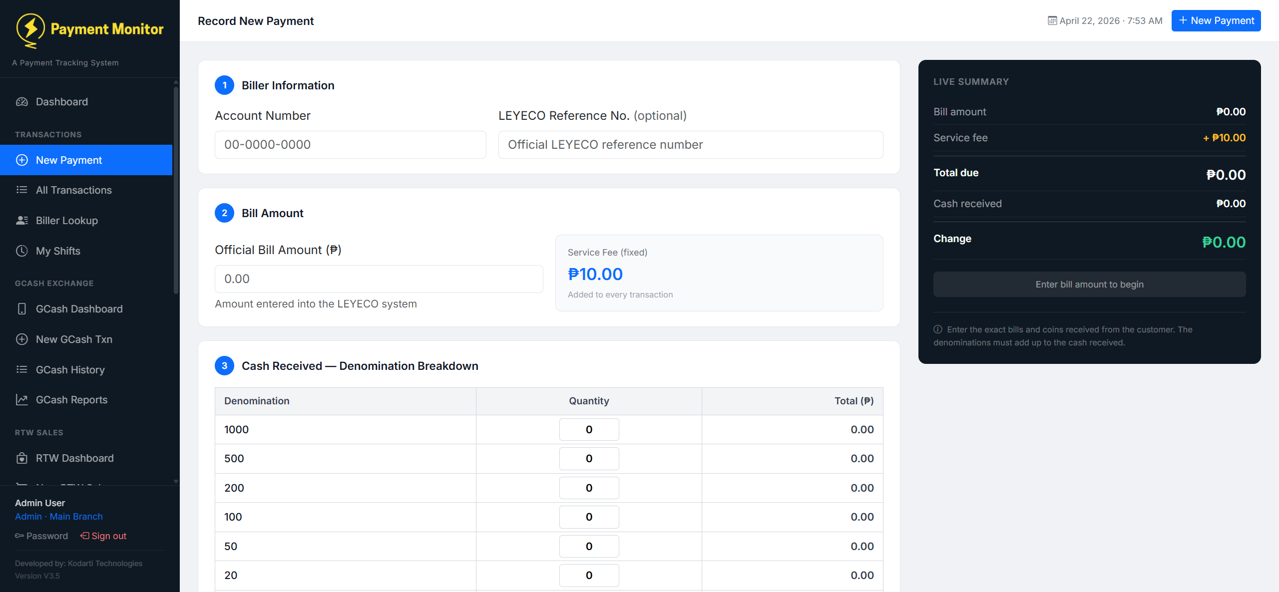 Dashboard | PaymentCenter LEYECO